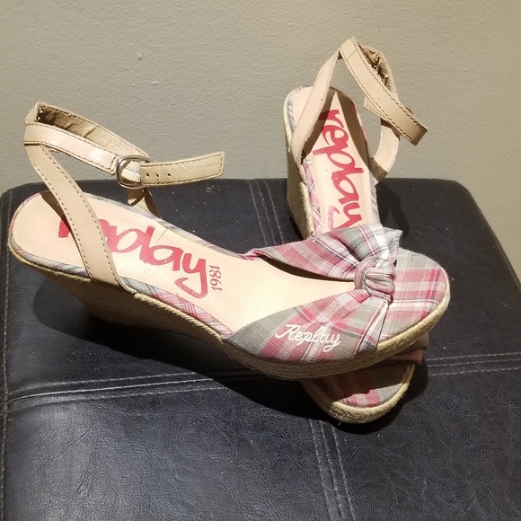 REPLAY Wedge Peep-toe Sandals (Size 9) - Picture 4 of 12